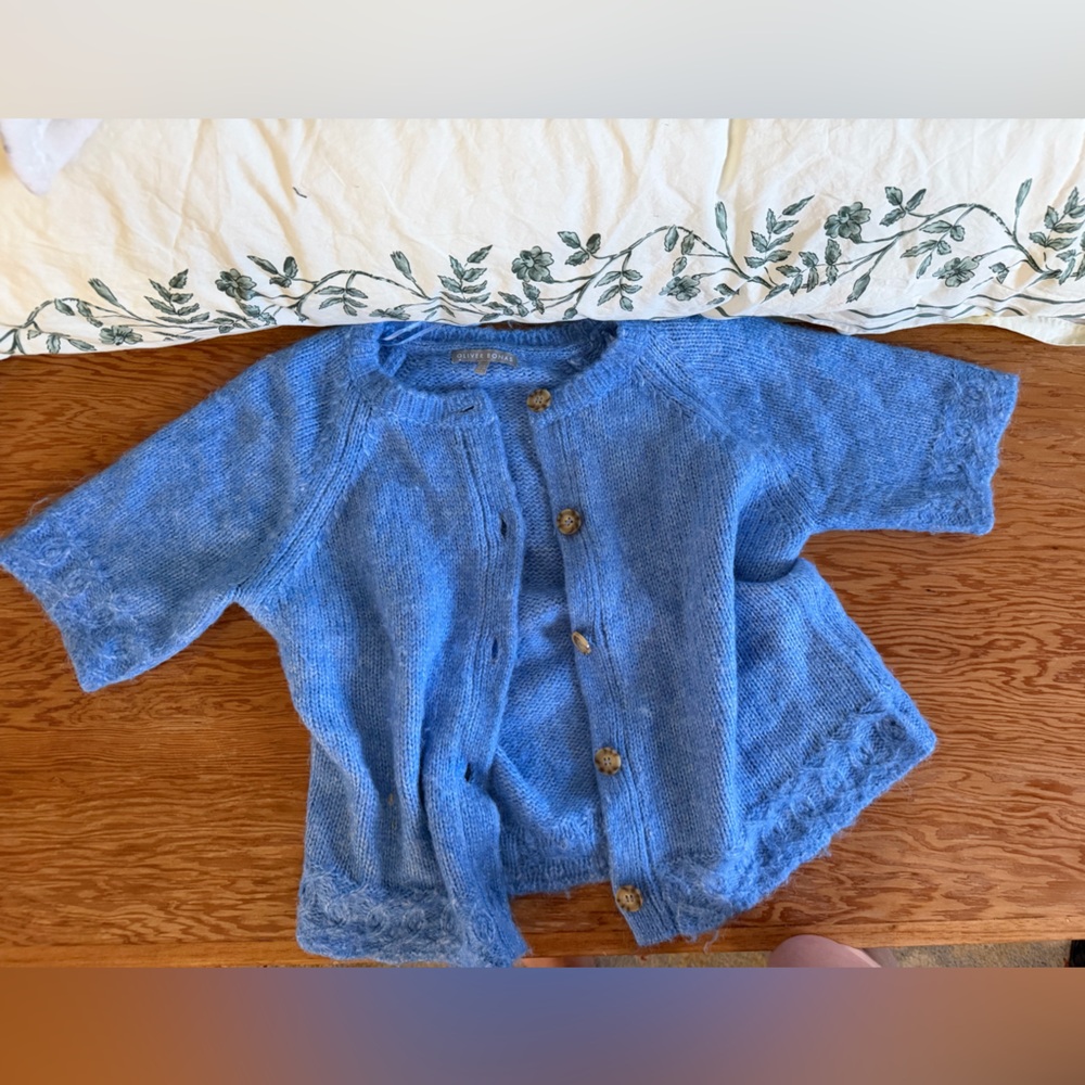 Oliver Bonas Short Sleeve Blue Cardigan